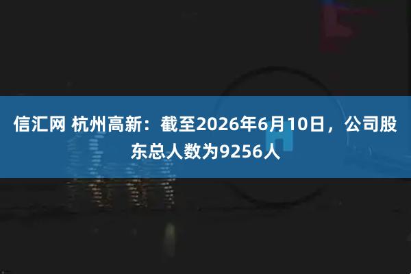 信汇网 杭州高新：截至2026年6月10日，公司股东总人数为9256人